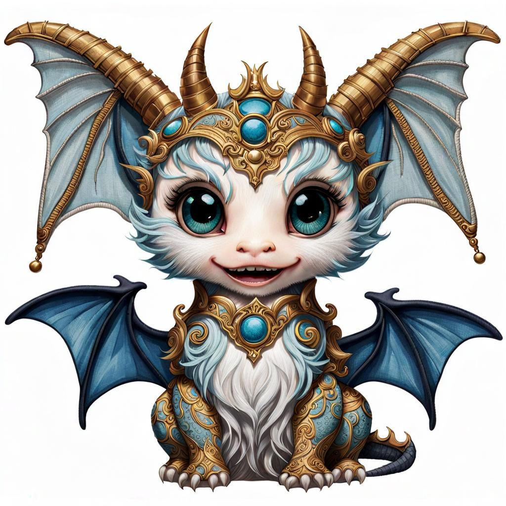 Cute Chibi Ghost Dragon Embroidered Artwork