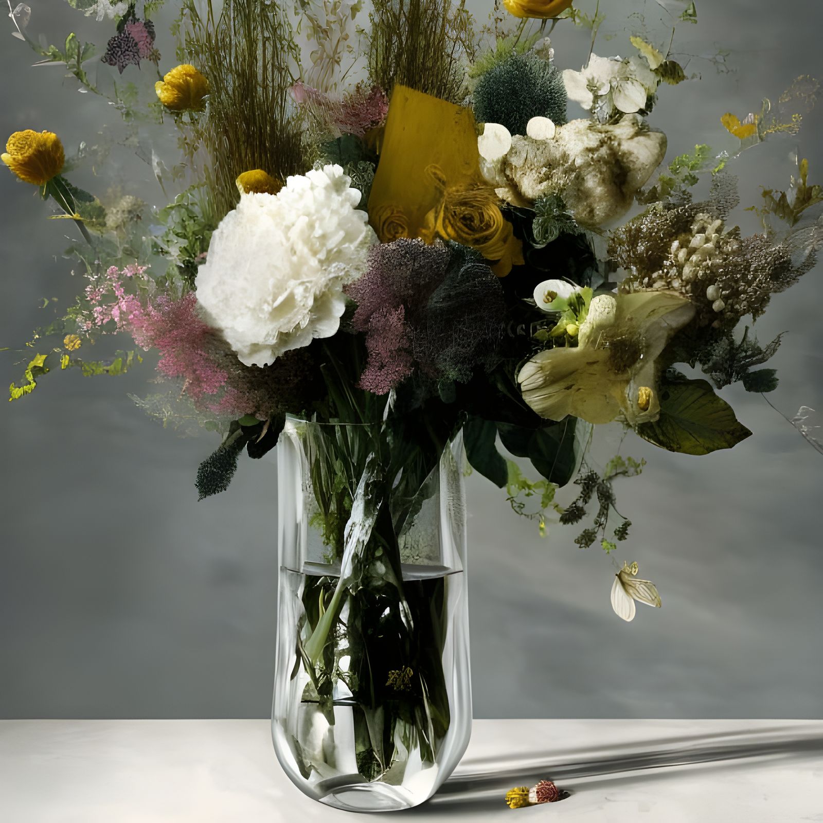 Lush Flower Bouquet in Glass Vase
