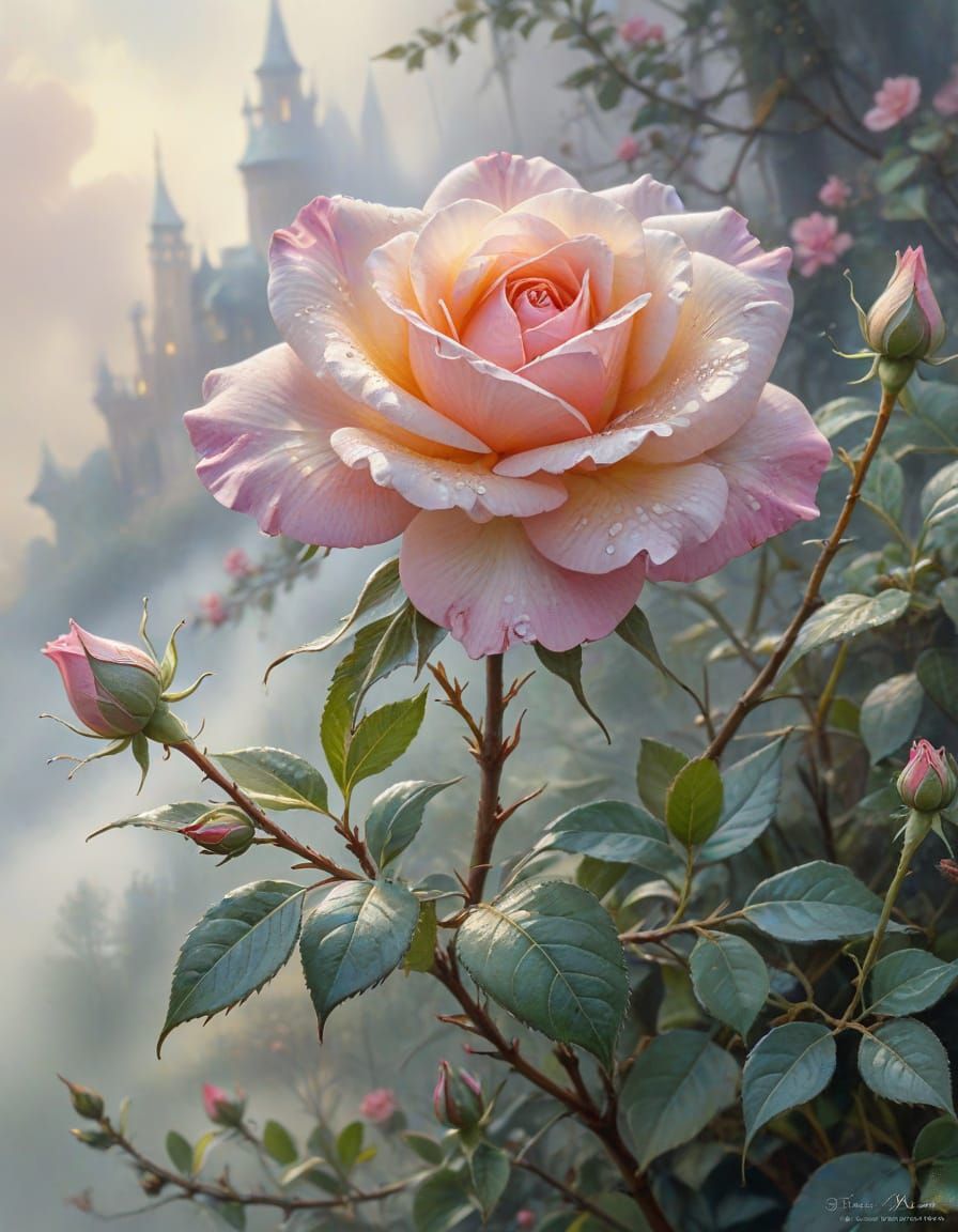 Ethereal Watercolour Sonia Rose Blossom in Mist