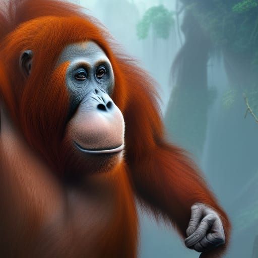 Detailed Orangutan Matte Painting in Unreal Engine