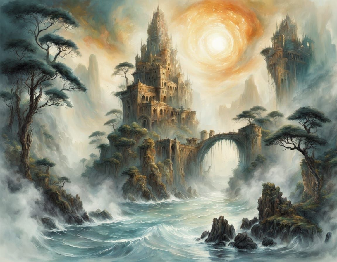 Mystical Island Rises From Misty Sea Splash Art