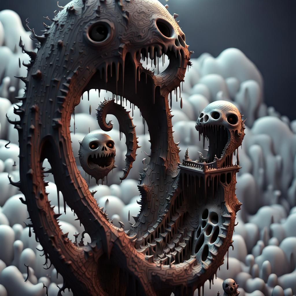 Cartoonish "HA HA HA" Repetition in Complex Digital Art