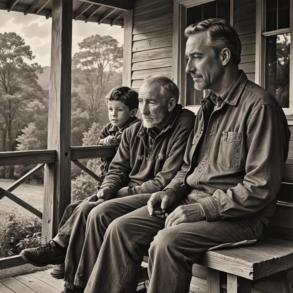 Father and Son: A Quiet Moment on the Porch