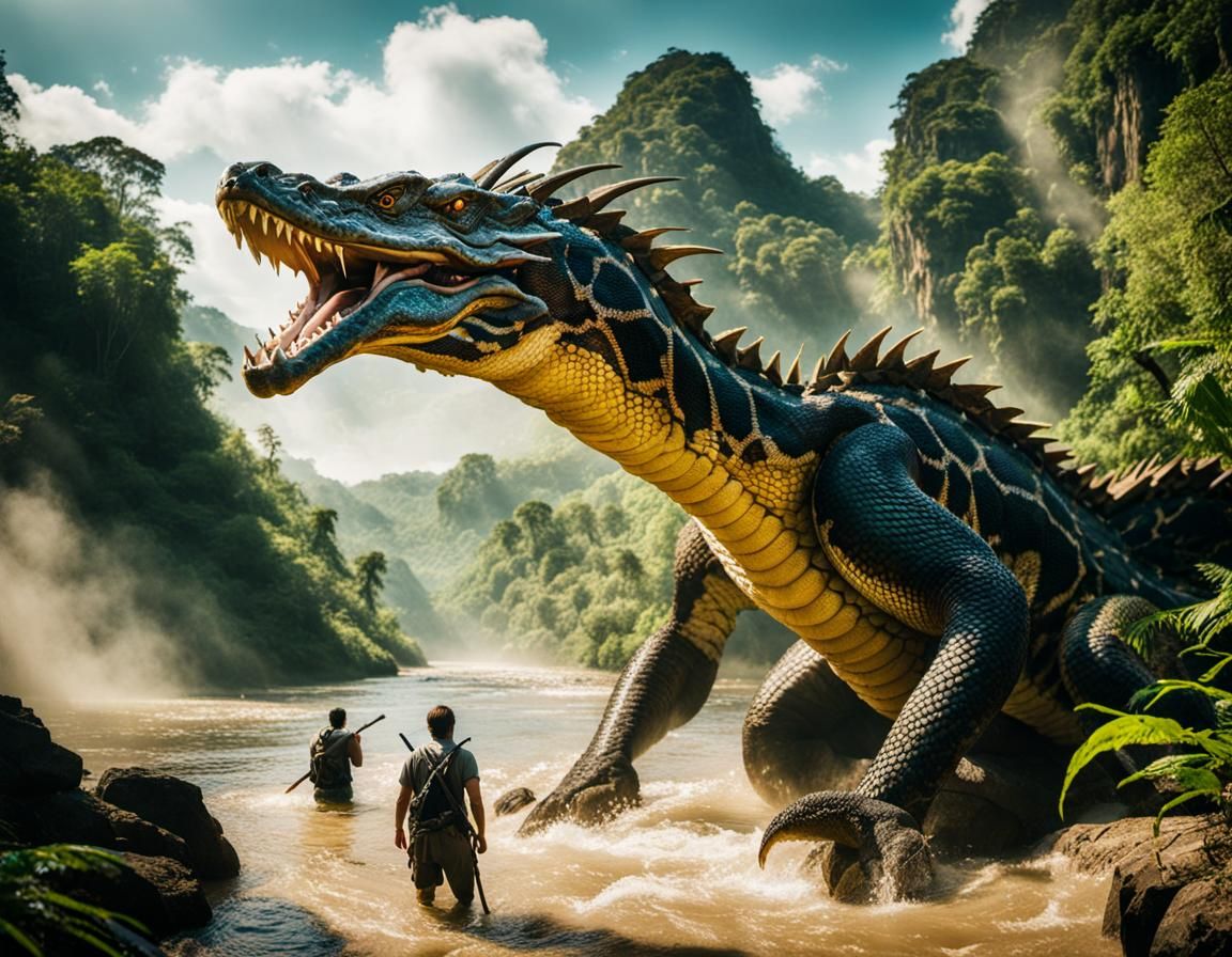 Python-Dragon Emerges from Jungle River