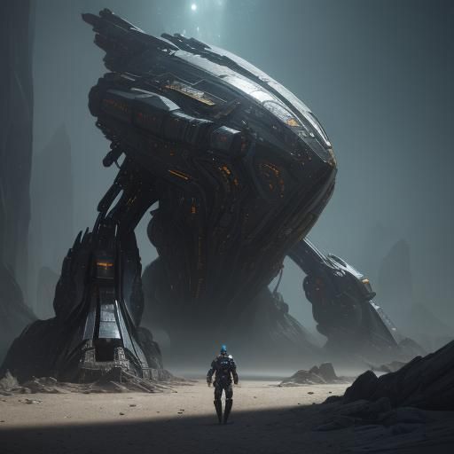 Epic Sci-Fi Spaceship Concept Art in Hyperrealistic Detail