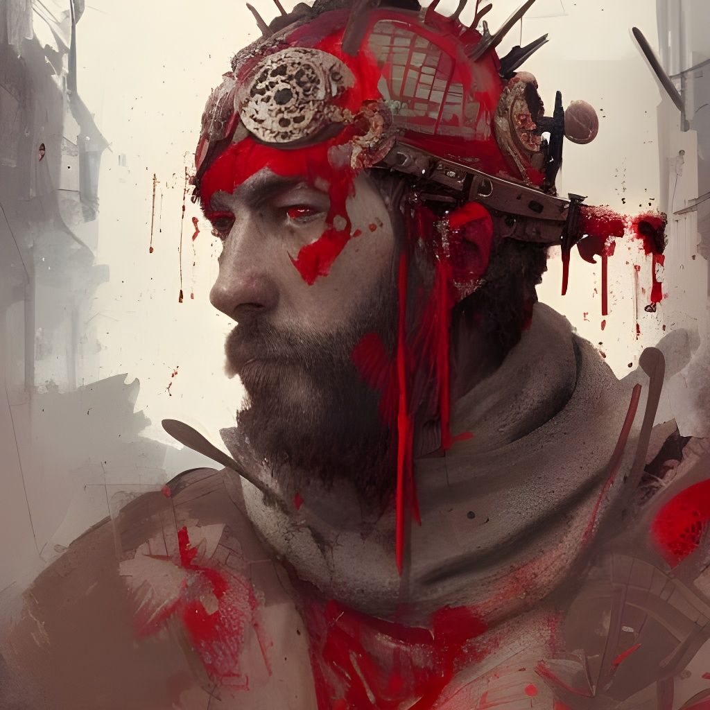 Anthropomorphic Viking in Red Armor, Hyperdetailed Fantasy A...