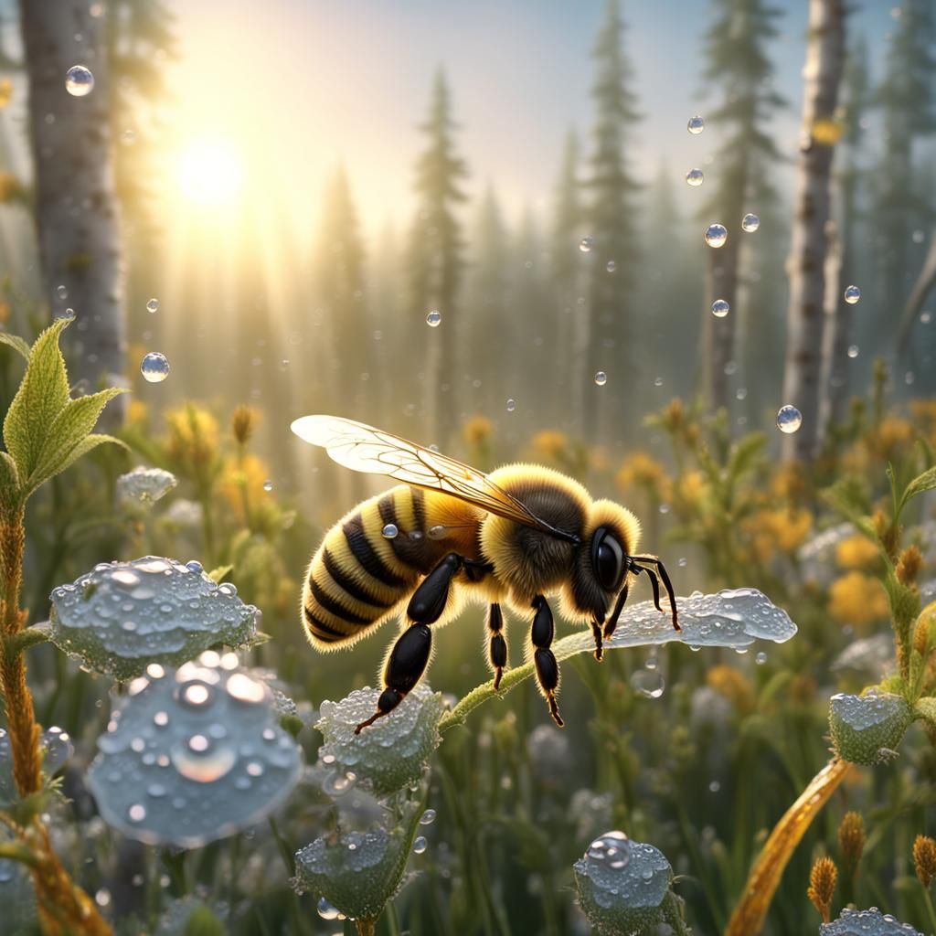 Honeybee Perspective: Sunrise in Alpine Meadow