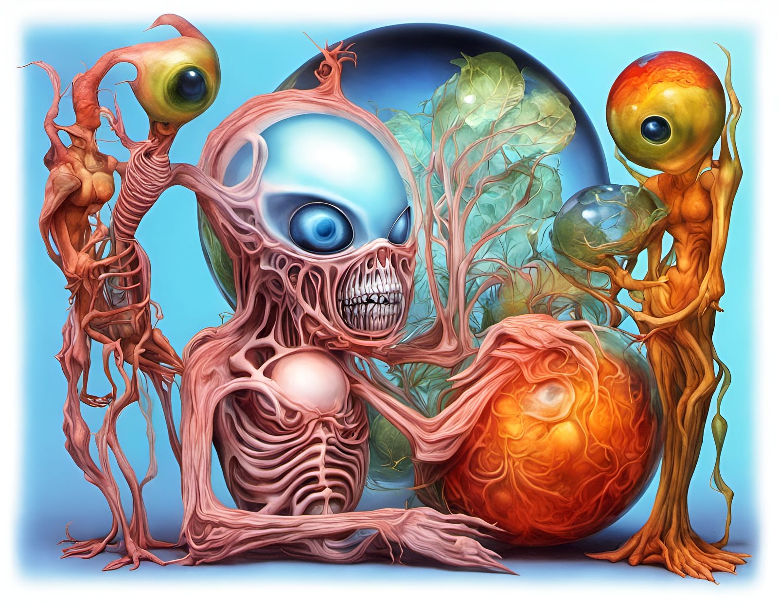 Surreal Alien Cryptid Heart Plant in 3D