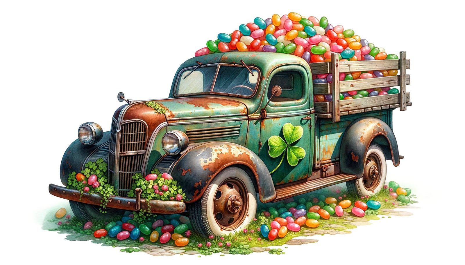 Antique Truck Overflowing with Easter Jelly Beans