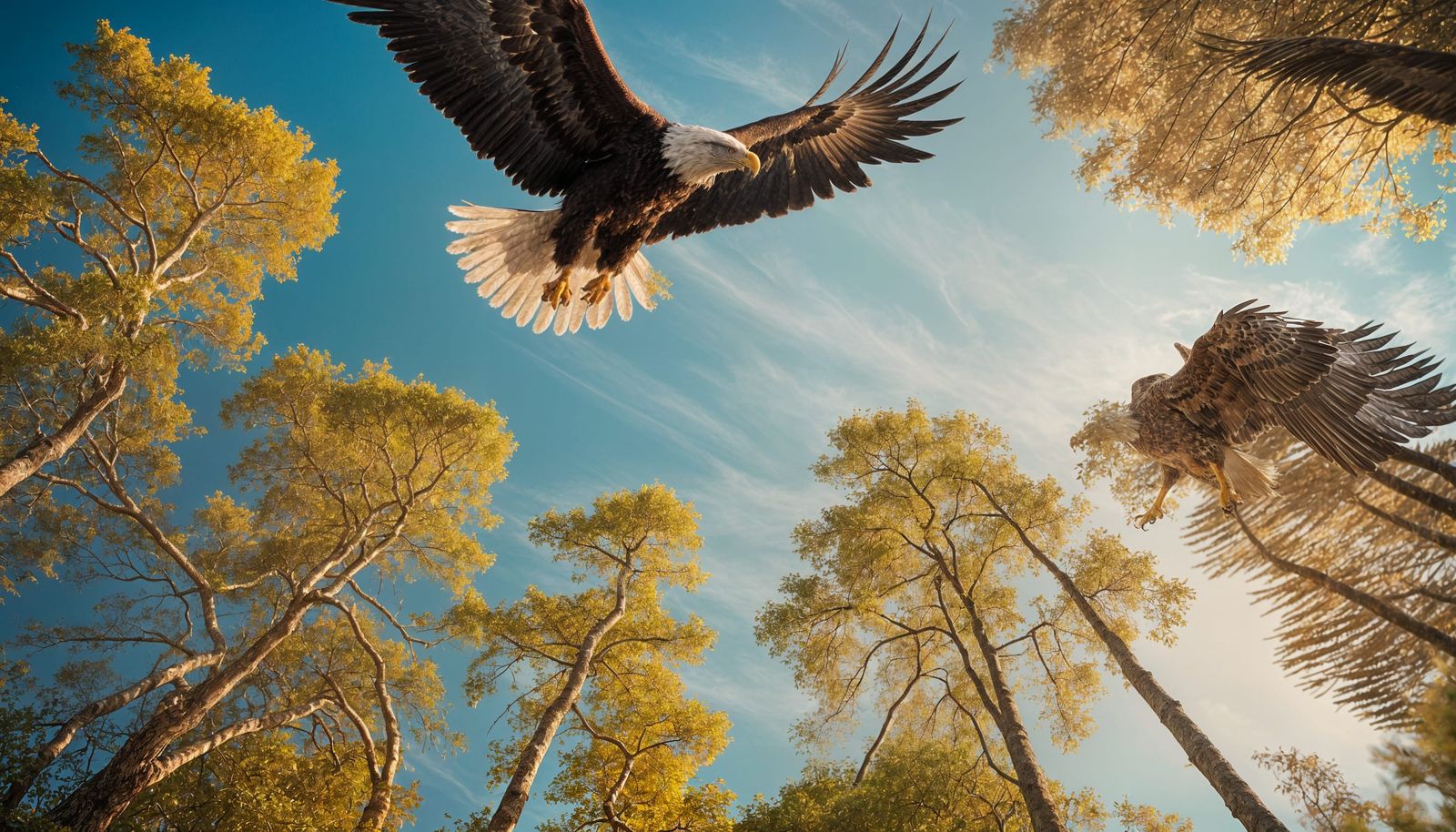 Cinematic Bald Eagle Soaring Through the Sky