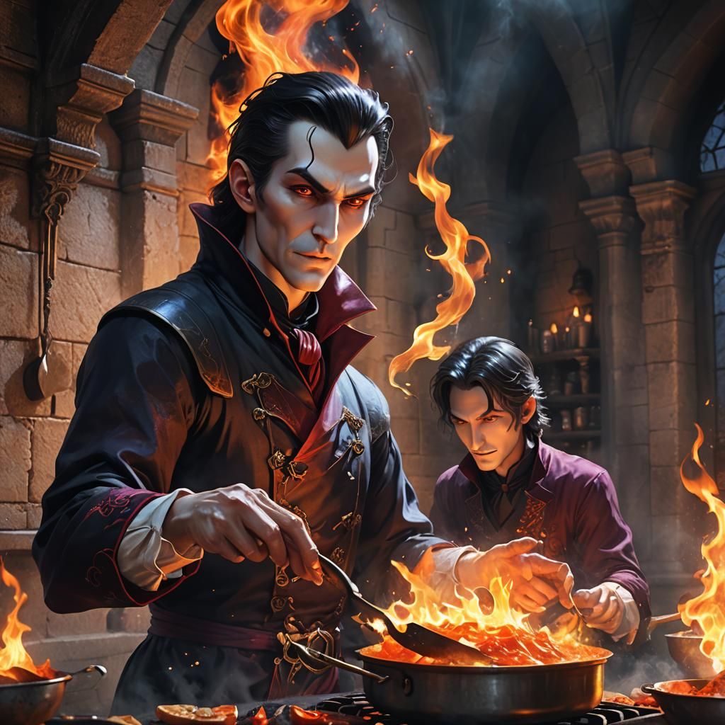 Dracula Cooks in Mystical Castle: 3D Anime Art