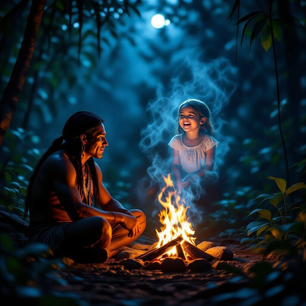 Native American Man's Vision in Amazon Jungle