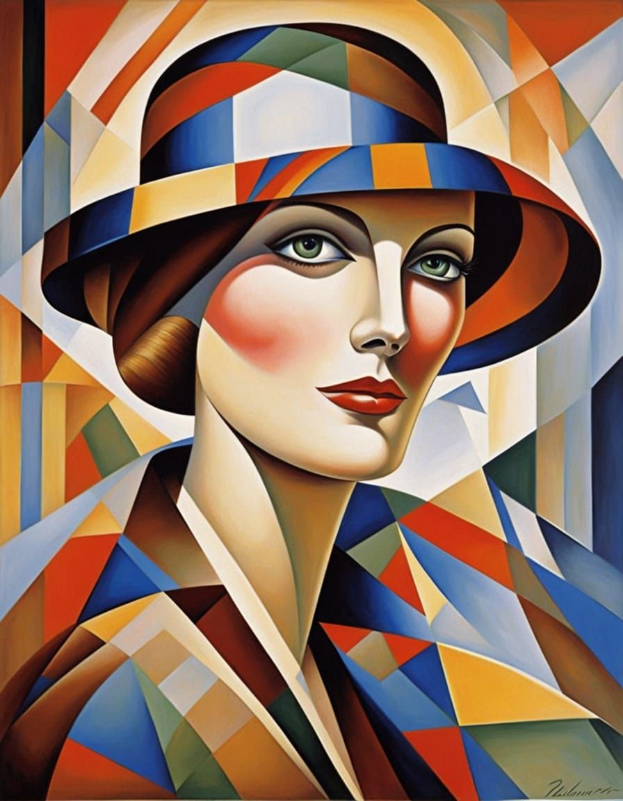 Style of Picasso, portrait of Greta Garbo