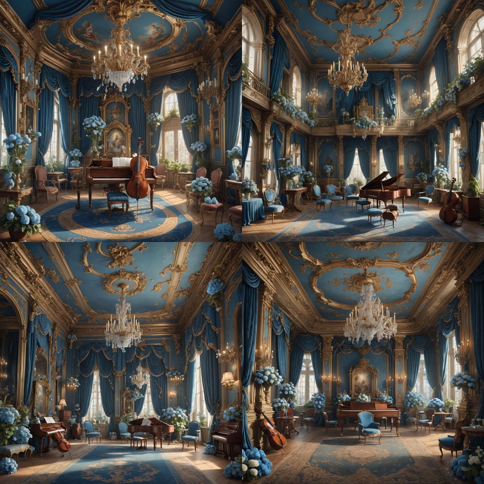 Blue Rococo Music Hall: Digital Art in French Style