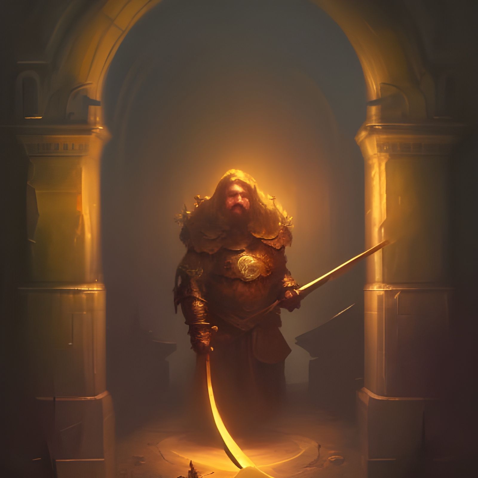 Dwarf Warrior in Dark Fantasy Concept Art