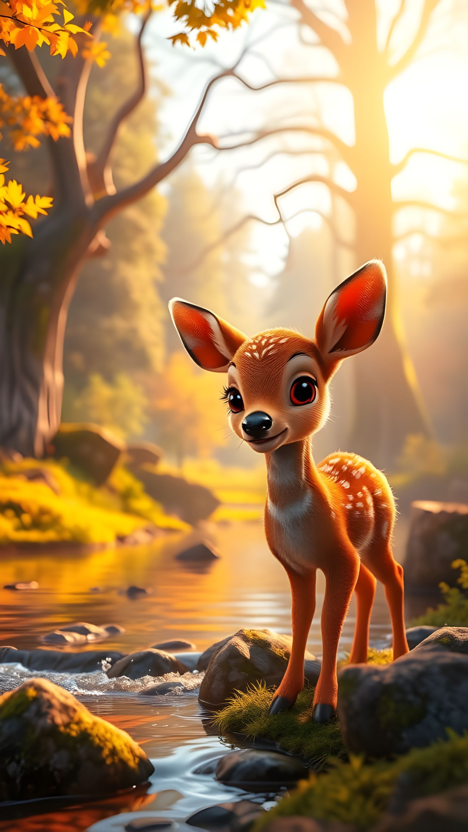 Whimsical Forest Deer Basks in Radiant Light