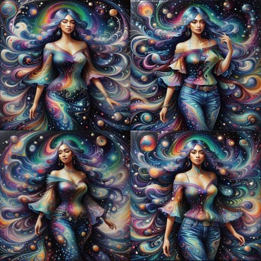 Bright Psychedelic BBWoman <lora:Liquid Pouring SD15:1.0><lora:BigBeautifulBod...QUAD