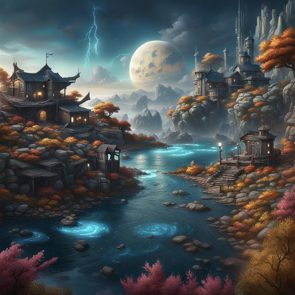 Modern Peggie's Cove: Detailed Fantasy Concept Art