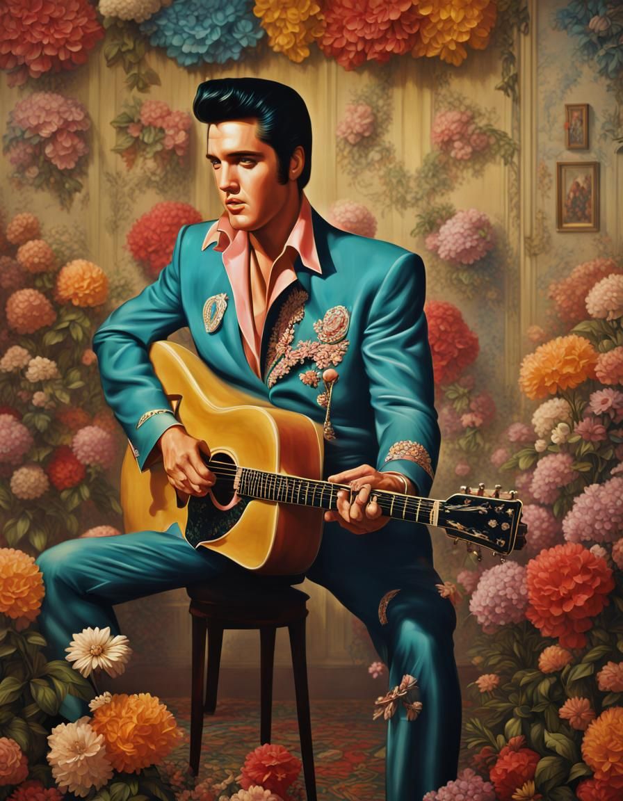 Colorful Retro 1950s Elvis Presley Poster
