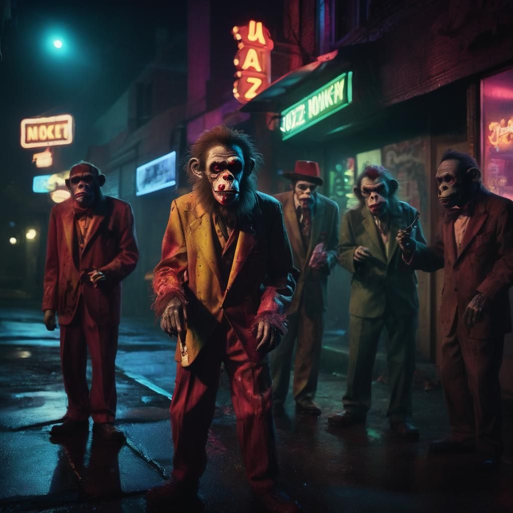 Zombie Clown Monkeys Play Jazz in Noir Nightclub