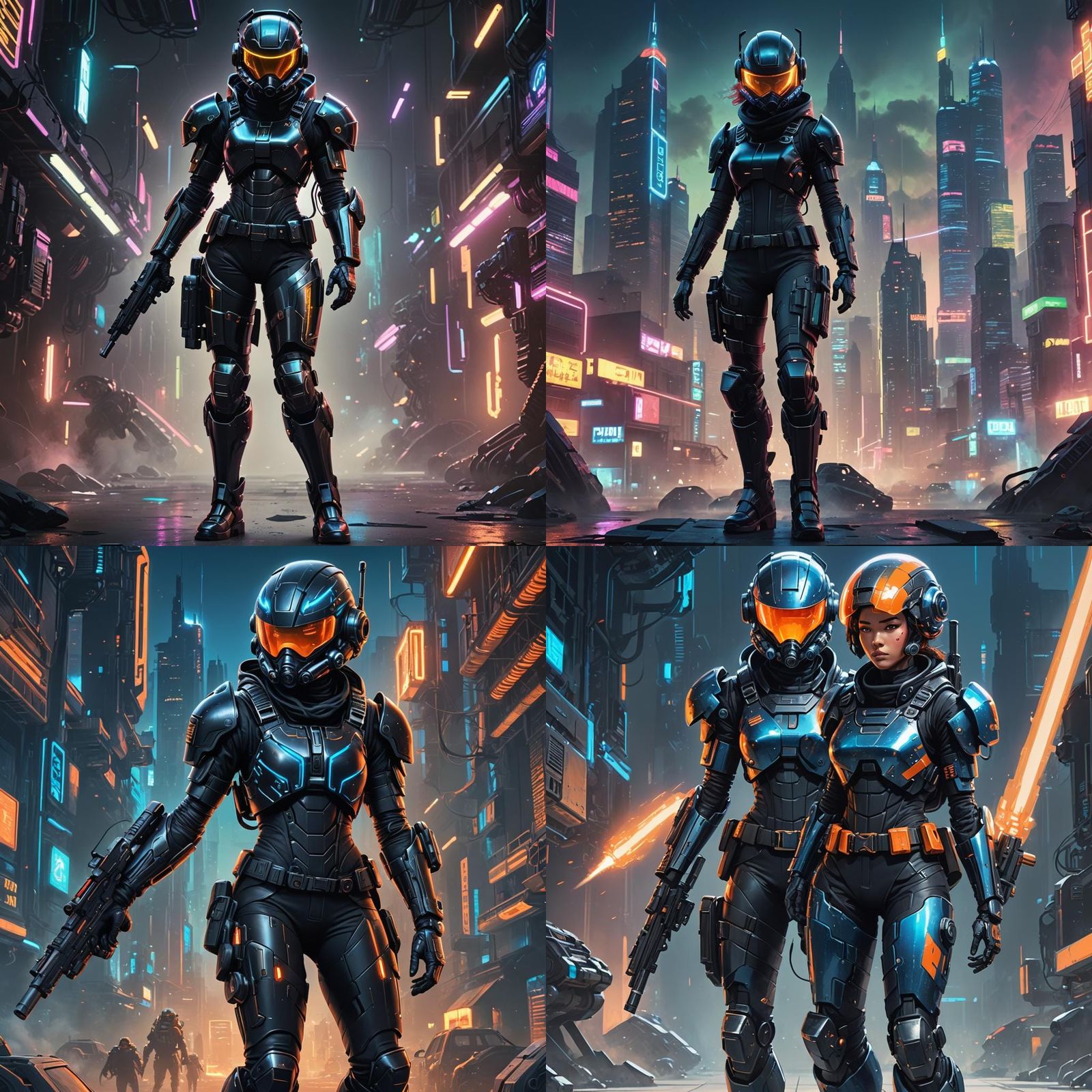 Futuristic Female Soldier in Detailed Matte Painting