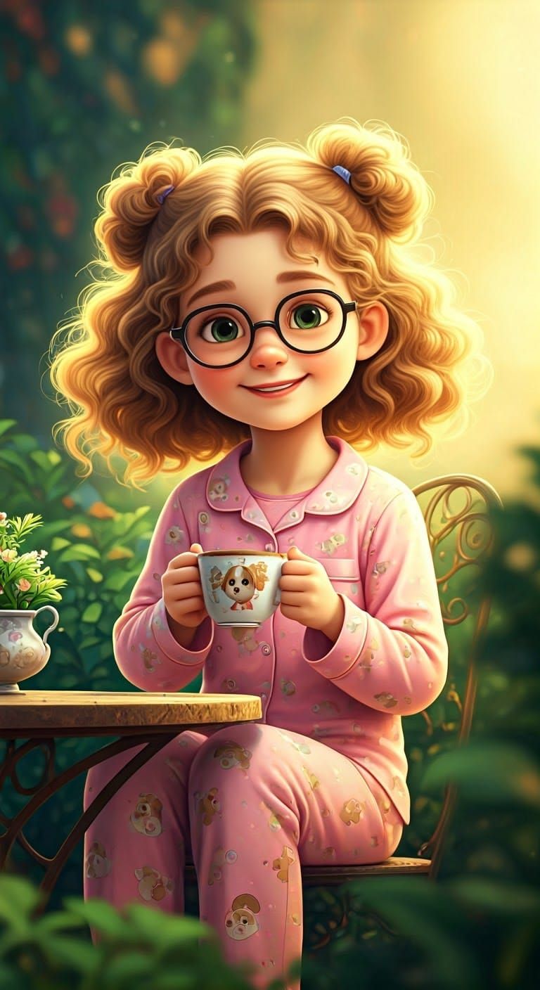Girl in Puppy Pajamas: Whimsical 3D Digital Art