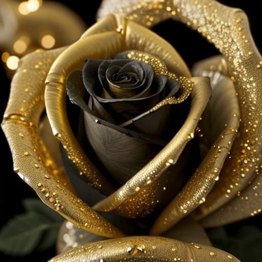 Ethereal Gold Rose in Mystical Twilight