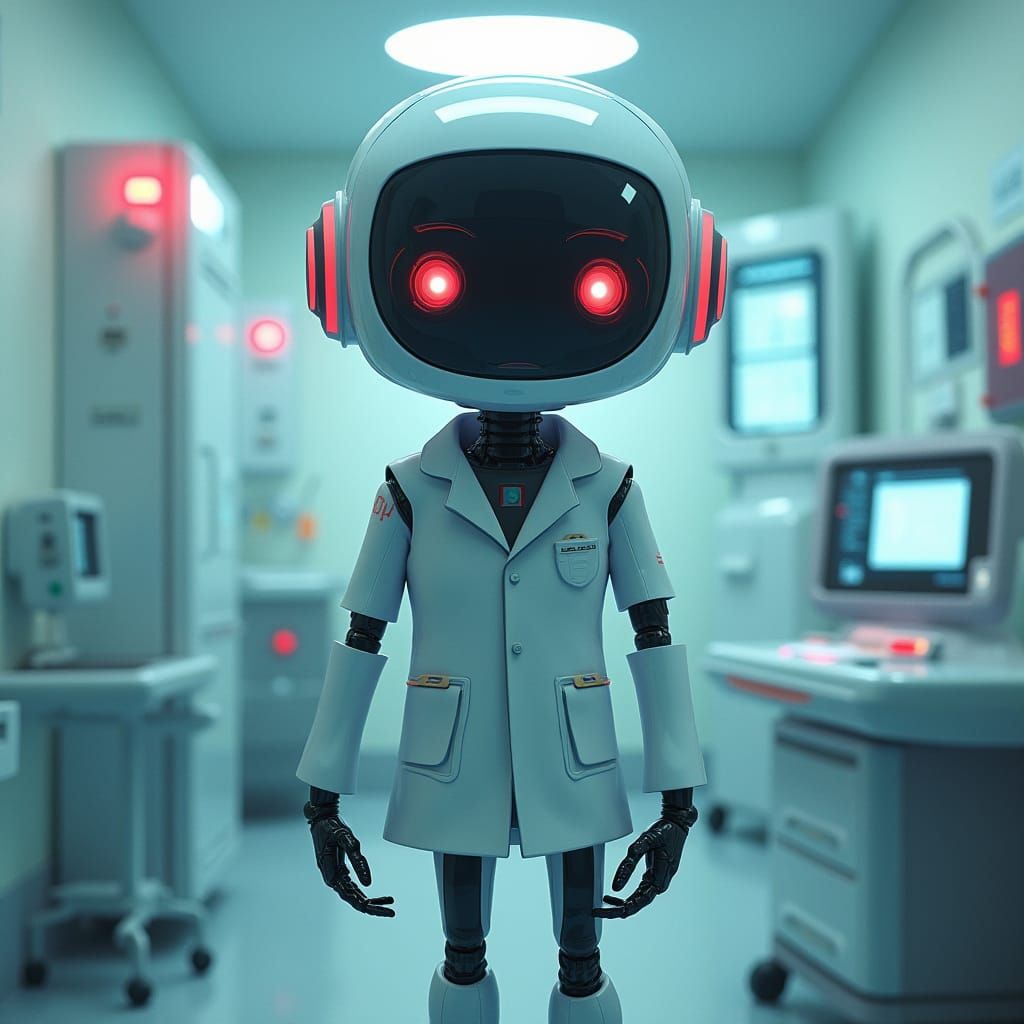Futuristic Medical Robot Confronts Healthcare Challenges