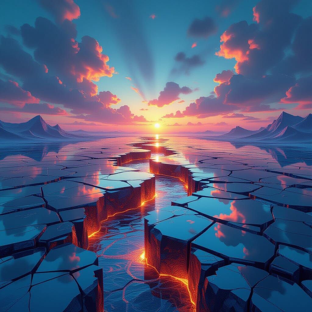 Surreal Alloy Archipelago with Fractal Skies