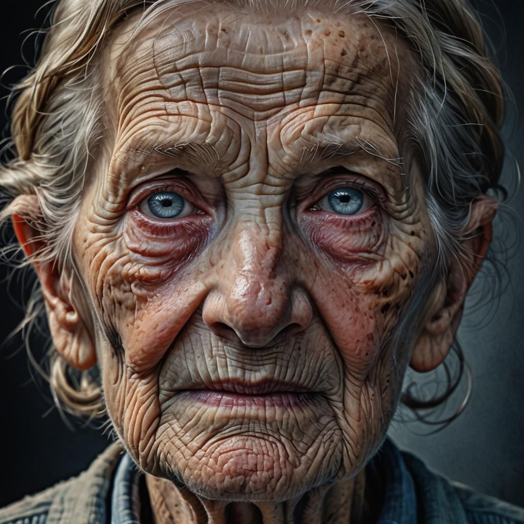 Hyperrealistic Portrait of a 90-Year-Old Woman