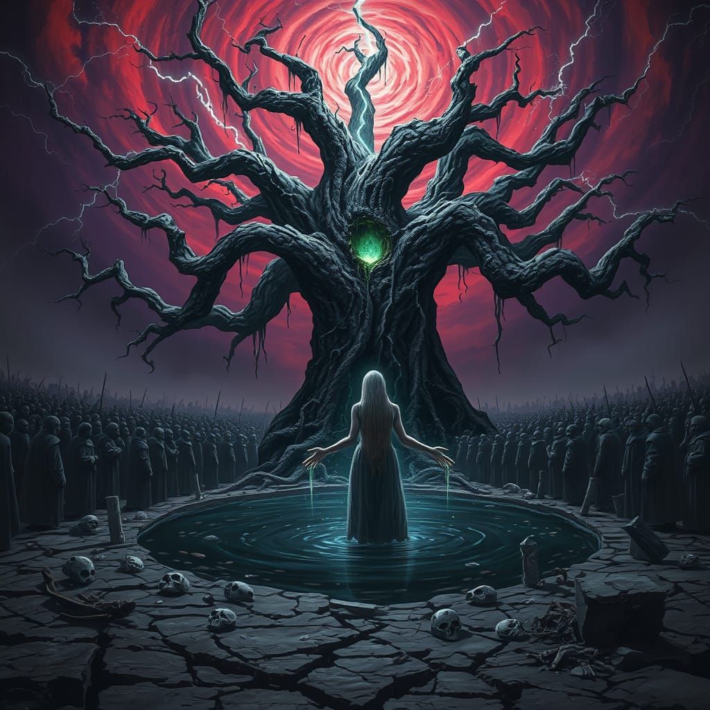 Haunting Vision of a Forsaken Realm in a Dark, Gothic Art St...