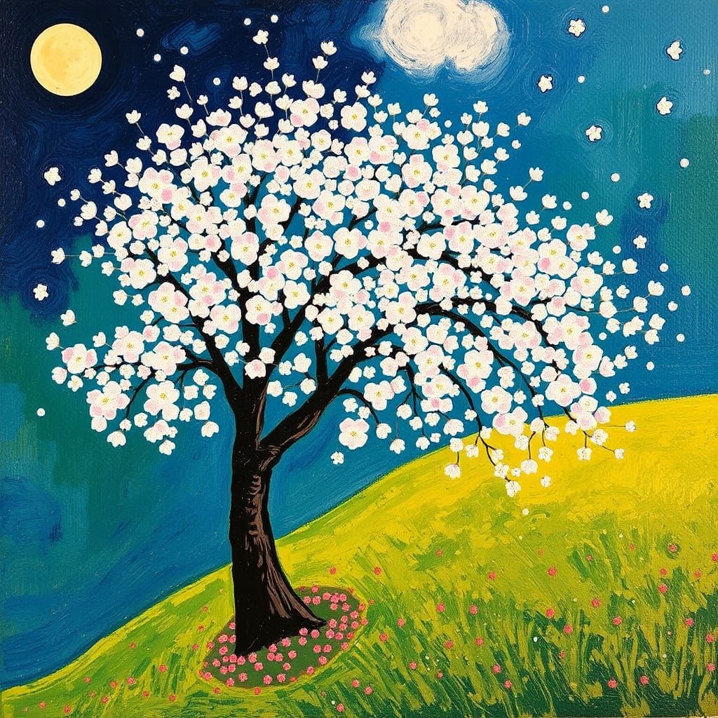 Cherry Tree in Klimt Style, Spring Blossom