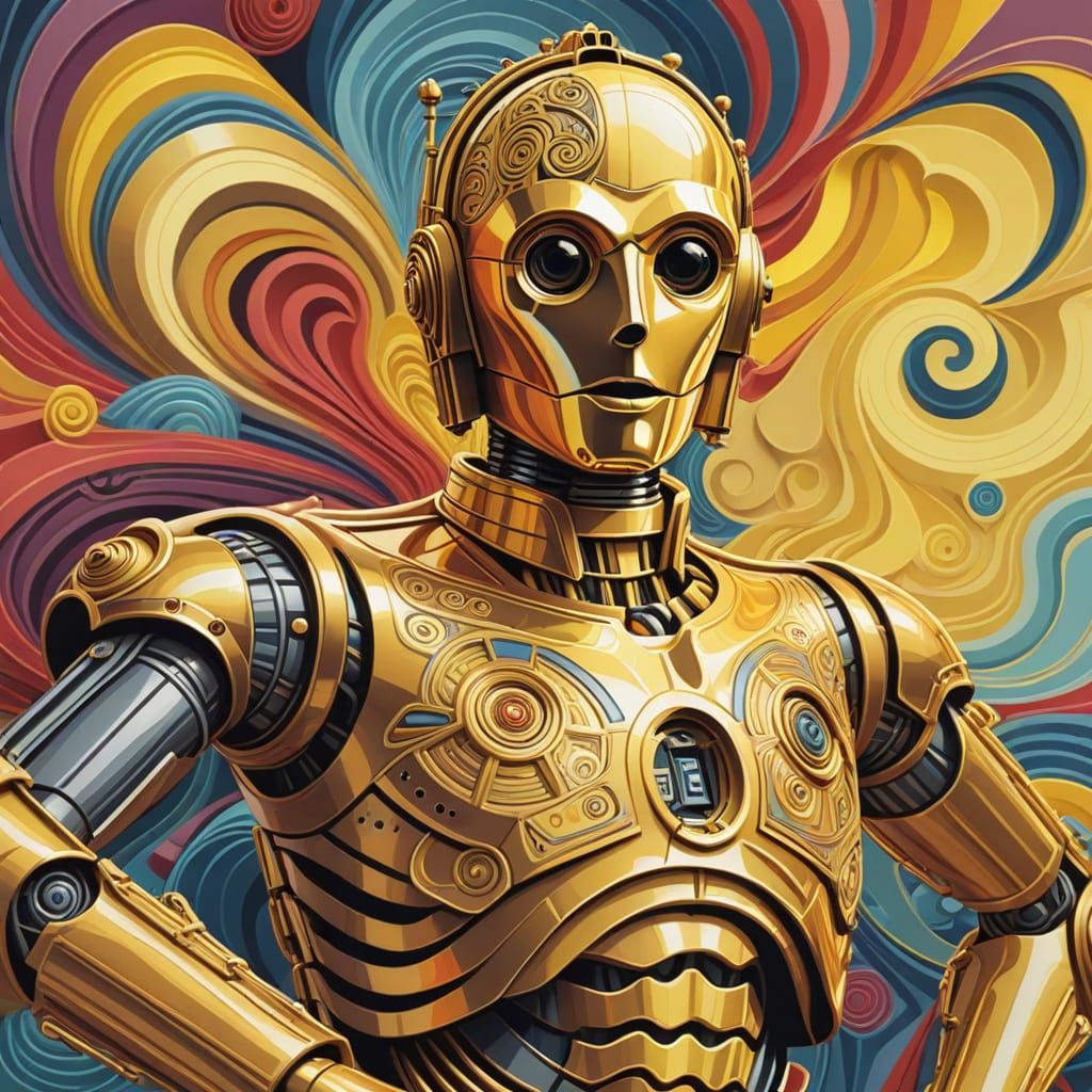 C-3PO Abstract Vector Fractal Zentangle Art