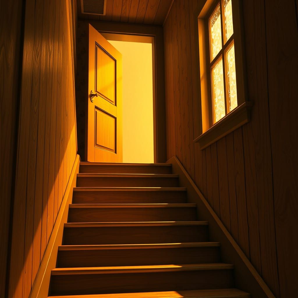 Cozy Attic Staircase in Whimsical Fairytale Style
