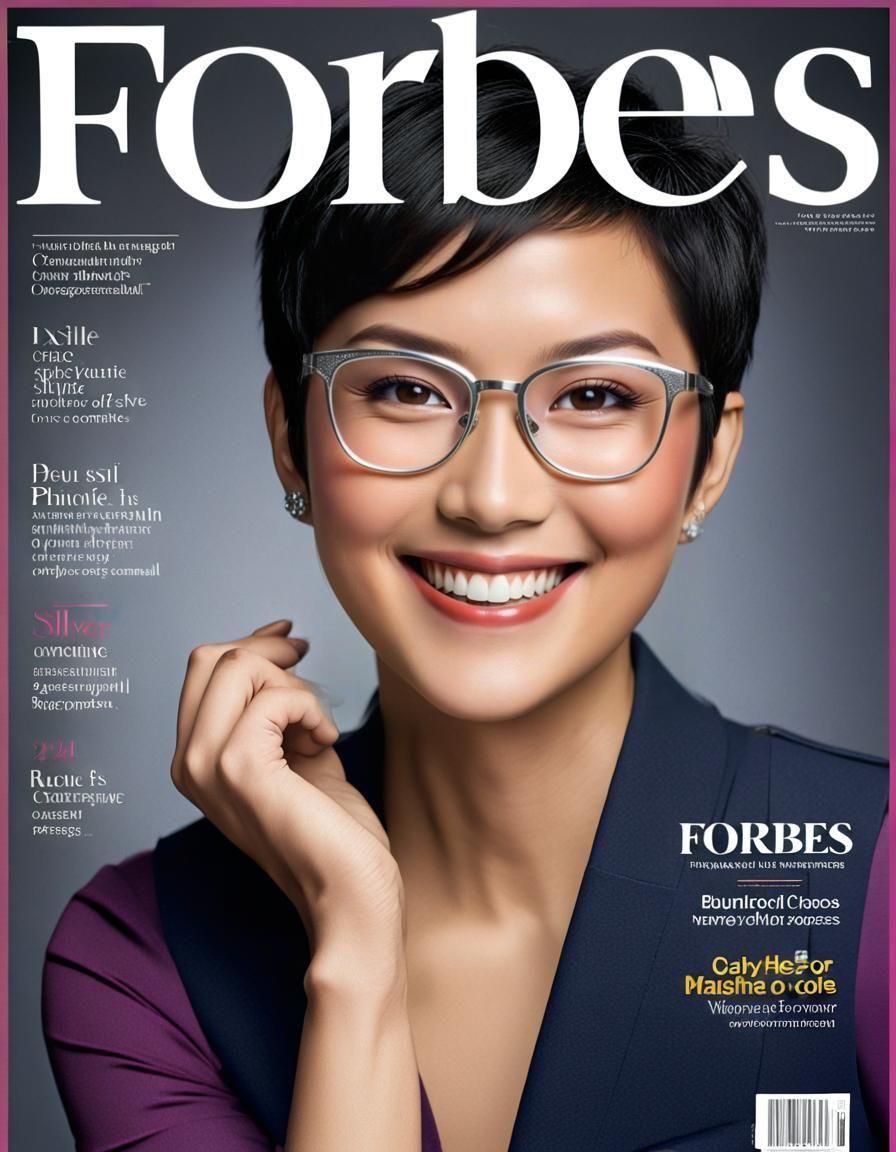 Successful Asian Woman on Forbes Magazine Cover