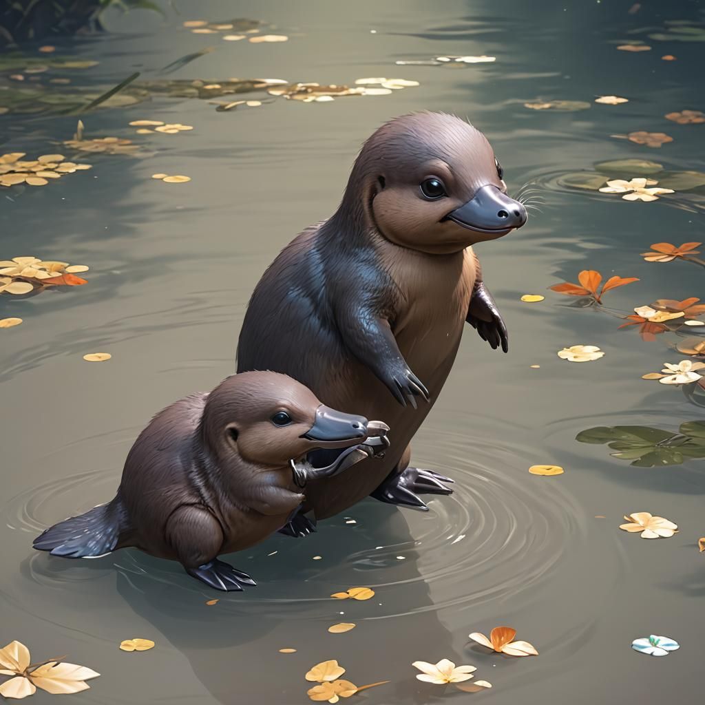 Cute Baby Platypus in 3D Anime Style