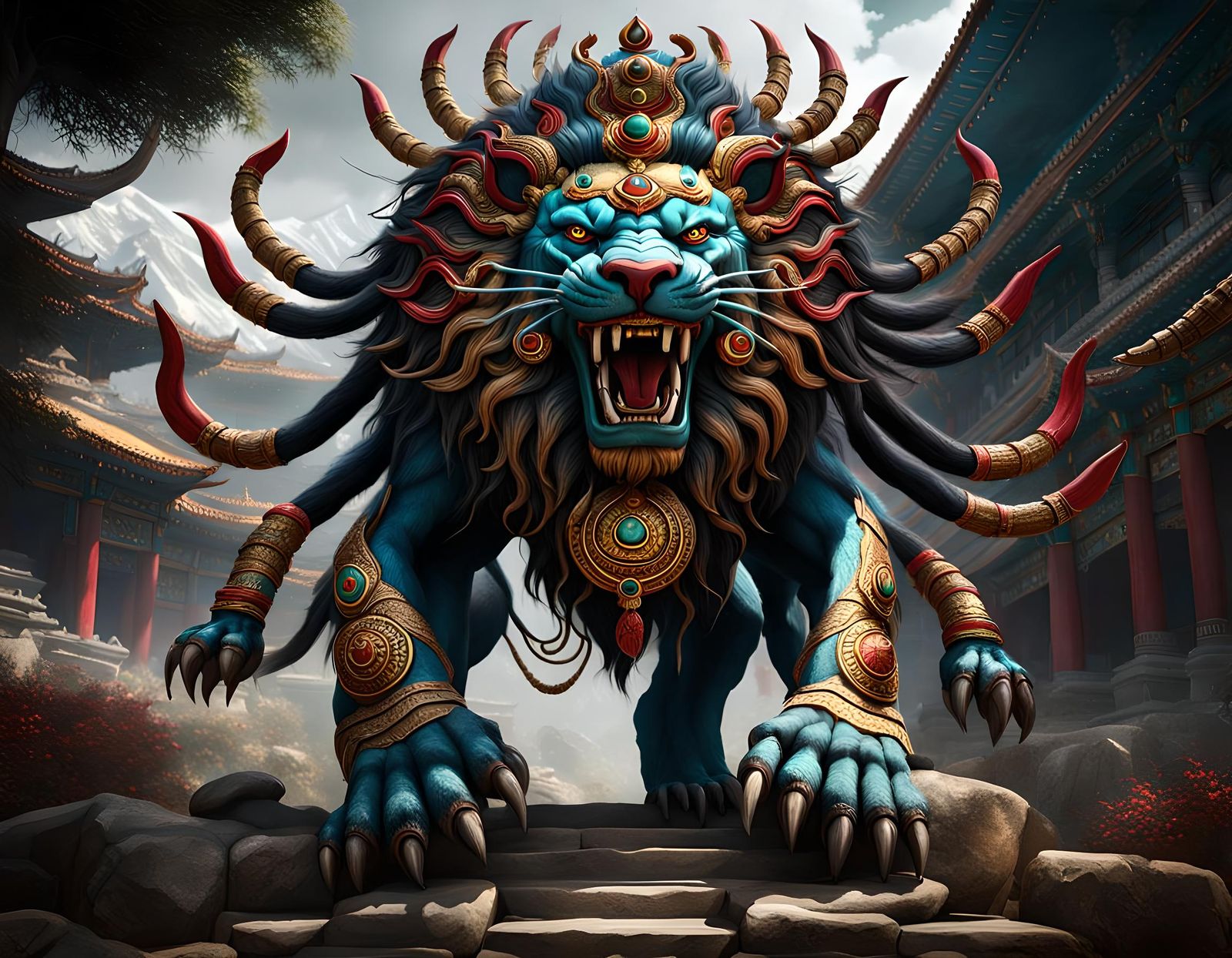 Sharabha and Simhamukha: Fantastic Beast Concept Art