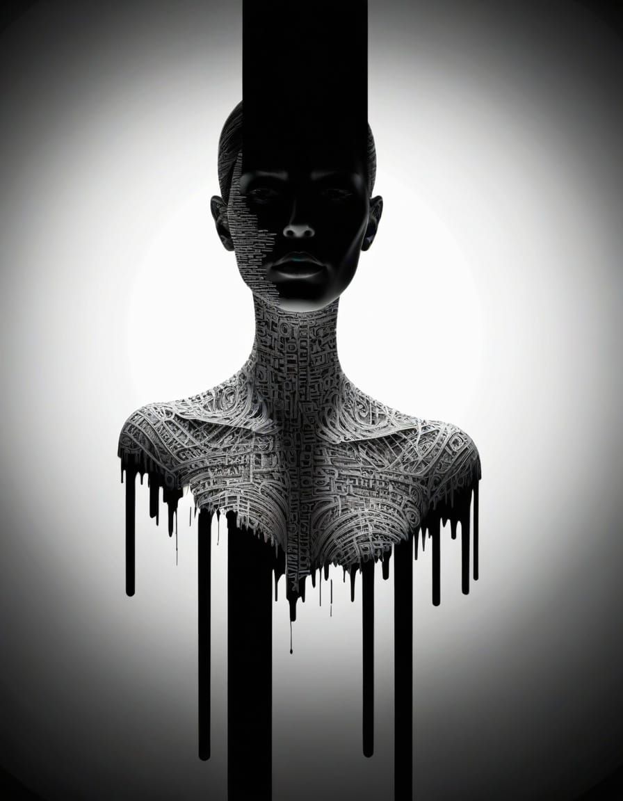 Embossed Typographic Portrait of a Person Formed From Words