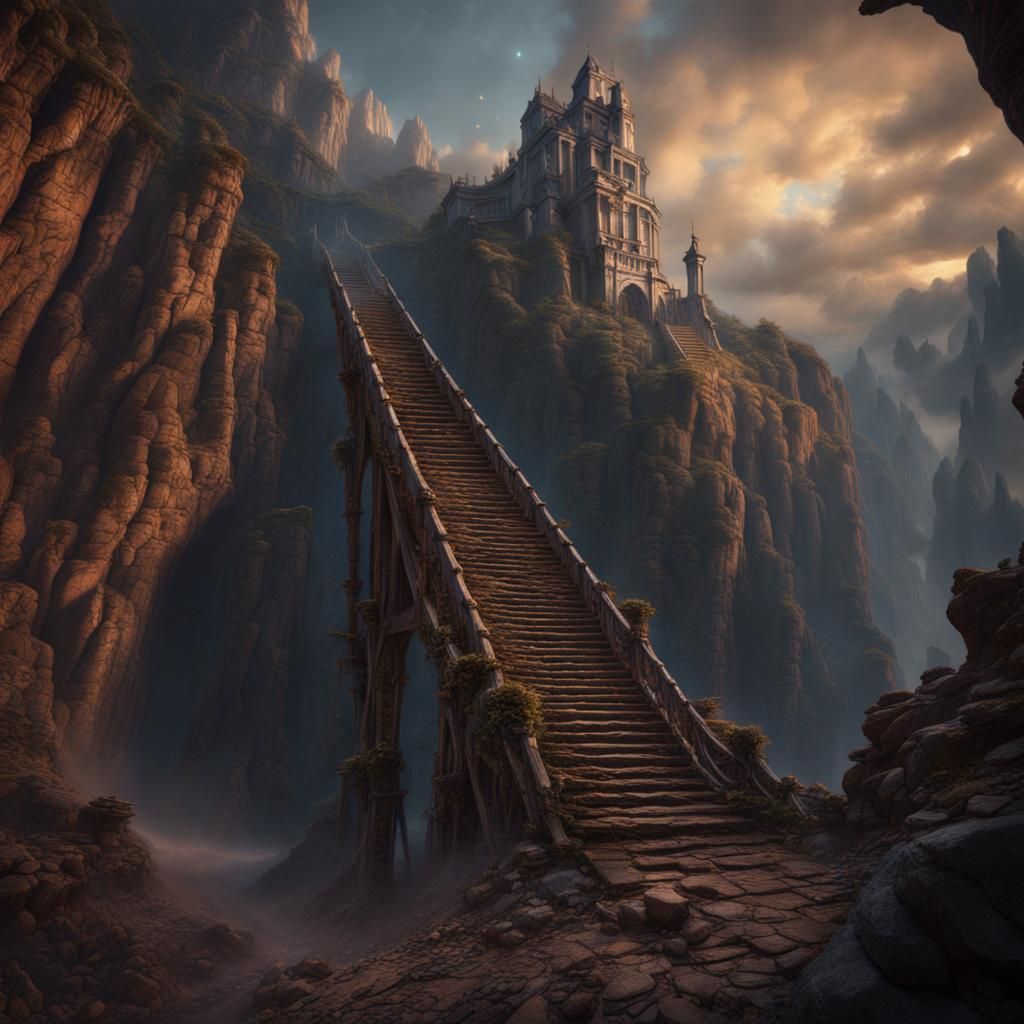 Fantastical Jacob's Ladder Concept Art in Deep Color