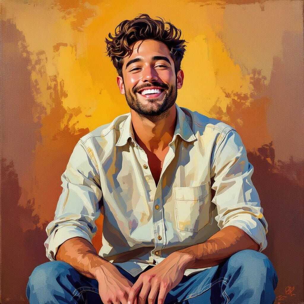 Smiling Man in Pop Art Style