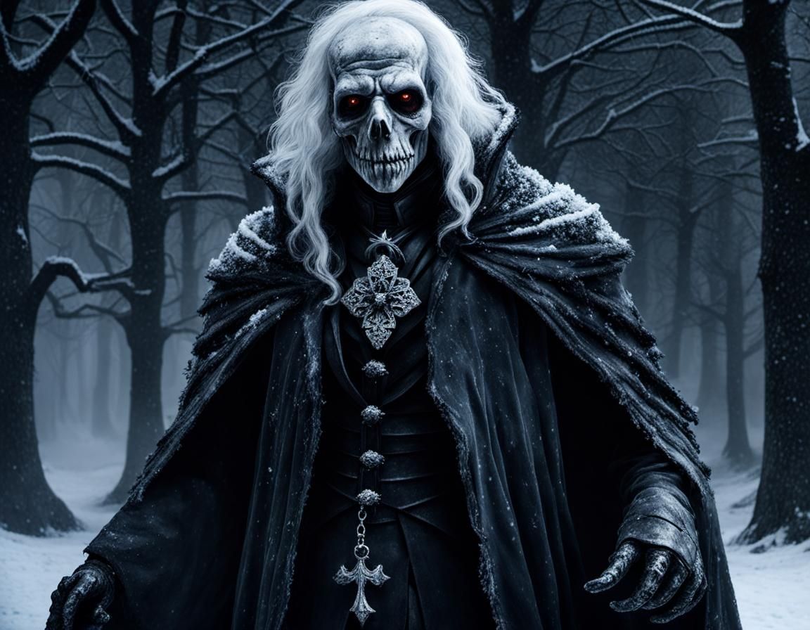 Cursed Gothic Snow Golem in Grimdark Style