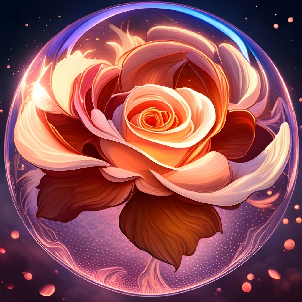 Golden Rose in Bubble: Hyperdetailed Concept Art
