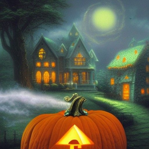 Ethereal Halloween Pumpkin Goddess in Luminist Style