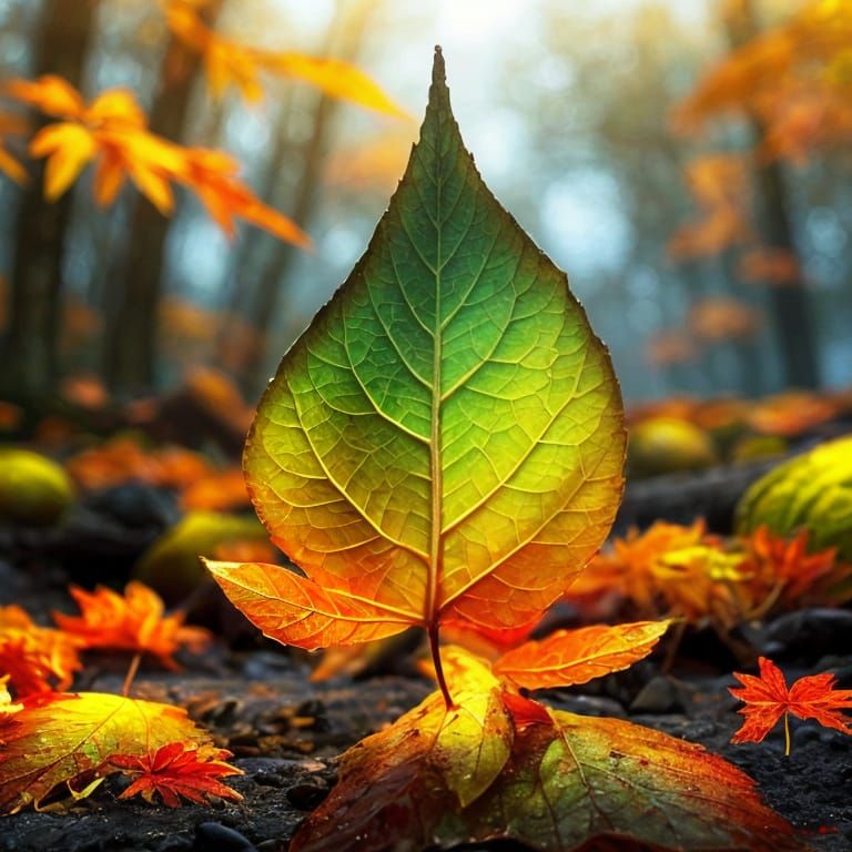 Autumn Leaves Crying in Icy Mist: Unreal Engine 5