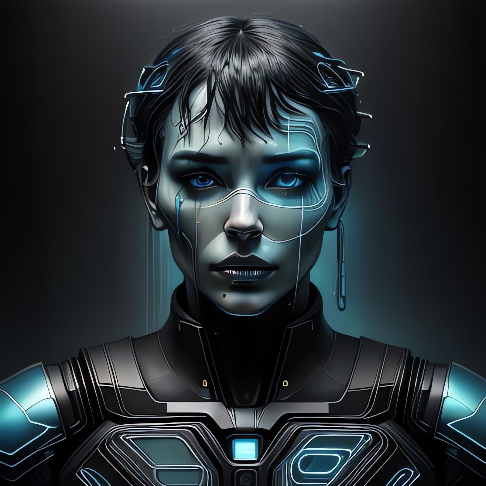 Cyberpunk Robot in Neon-Lit Night