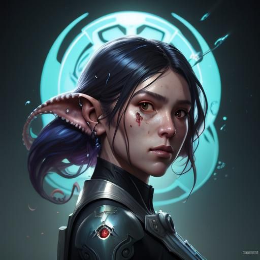 Striking Portrait of a Woman-Squid Hybrid