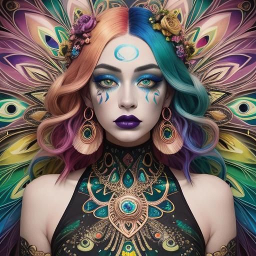 Abstract Woman Portrait in Klimt-Inspired Expressionism