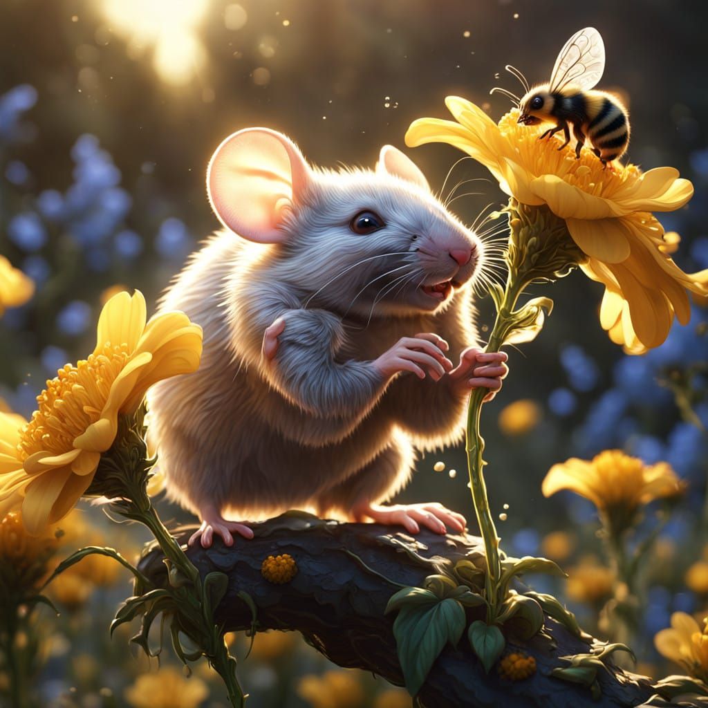 Whimsical Garden Scene in Fantasy Art Style