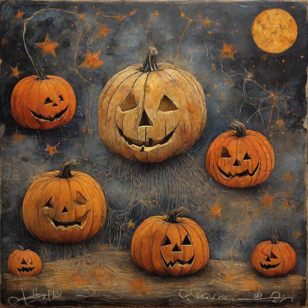 Futuristic Jack O'Lantern with Surreal Starry Sky