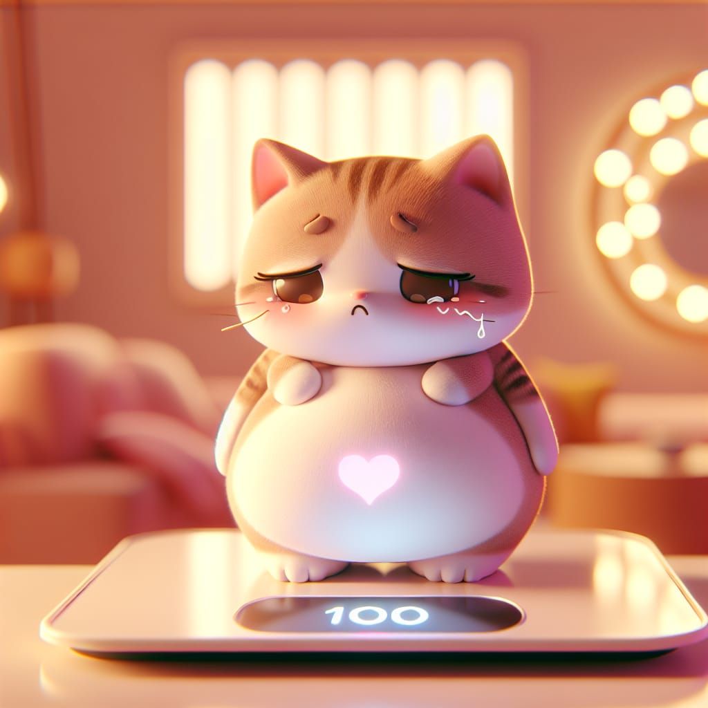 Cute Animated Cat's Disappointment with Weight